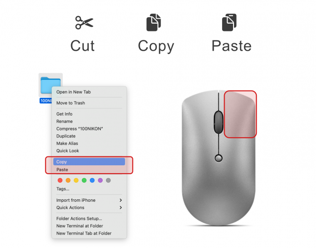 how to copy and paste with mouse